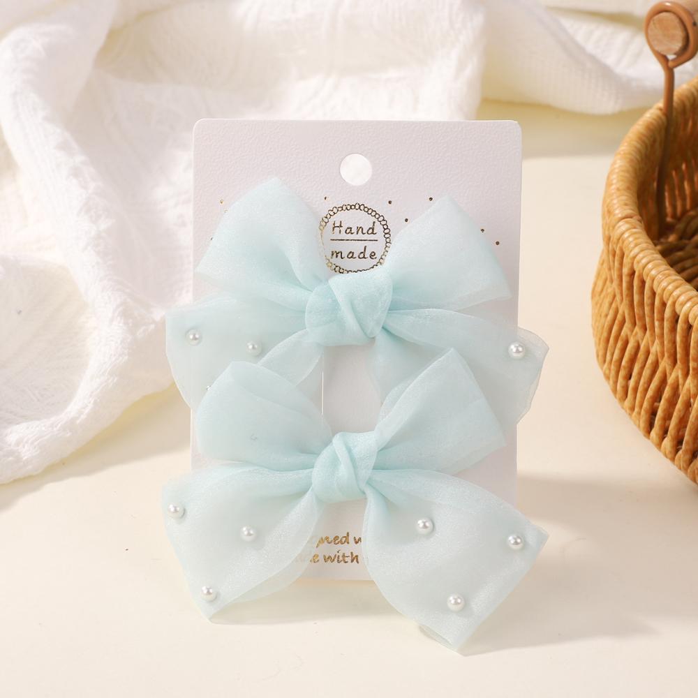 2 шт./набор Жемчужные банты Заколки для волос Милые Сладкие Девочки Боковая заколка Однотонная заколка ручной работы с бантом Аксессуары для волос Головной убор Подарки