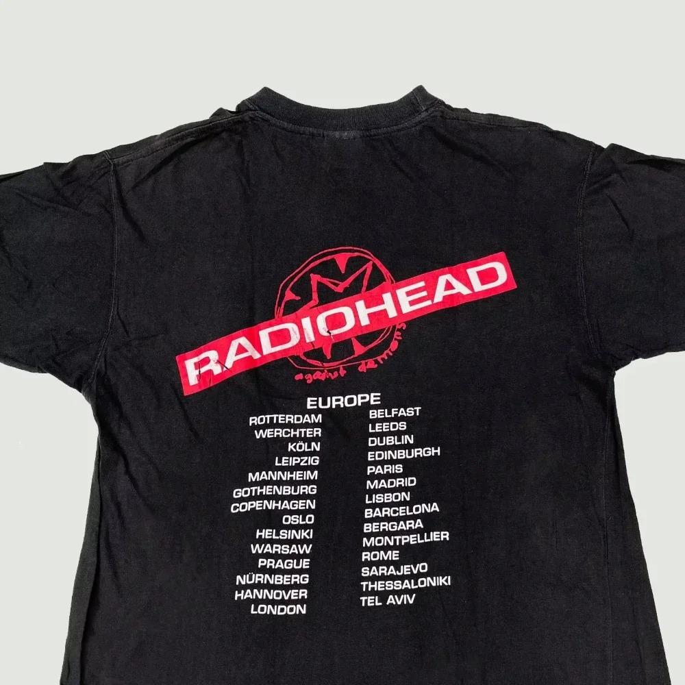 Radiohead Kid A Тур по альбому Концерт Редкие Темно-синие Футболки Мужские Женские Уличная одежда Оверсайз Y2k Повседневные Мягкие Футболки с коротким рукавом