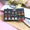Christmas Stud Earrings Set, Elk Cane Bow Hat Tree Old Man Alloy Christmas Earrings