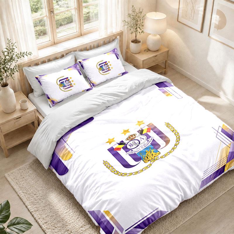 Bedding Set 1 Duvet Cover 2 Pillowcases Anderlecht FC Print Bedroom Home Decoration