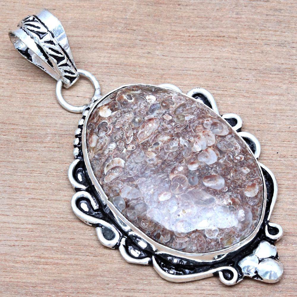 Кулон из самоцвета яшмы туртелла ручной работы ко Дню матери, серебряное украшение 2,25"