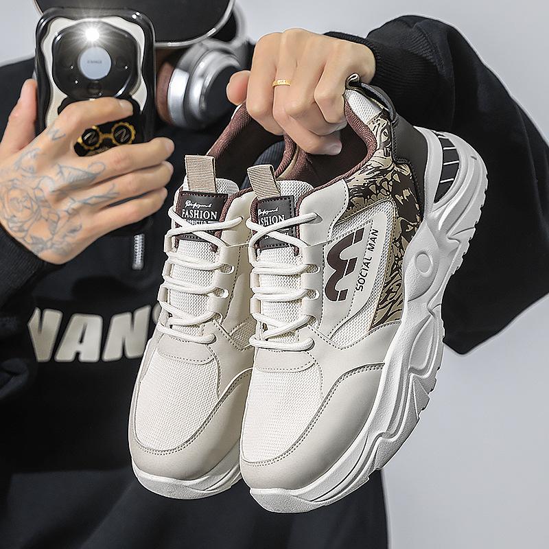 Мужская обувь осень новая мужская кожаная обувь для отдыха на открытом воздухе средней высоты спортивная обувь на платформе универсальная модная обувь