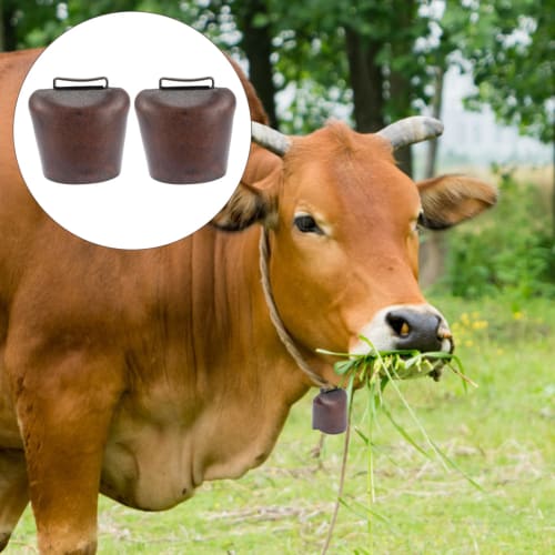 BUGUUYO 2-Piece Vintage Cowbell Mini Bell, Loud Bronze Bell for Anti-Cold Dogs, Farm Animal Bell, Vintage Bell, Small Brass Bell, Craft Retro Bell, Cu