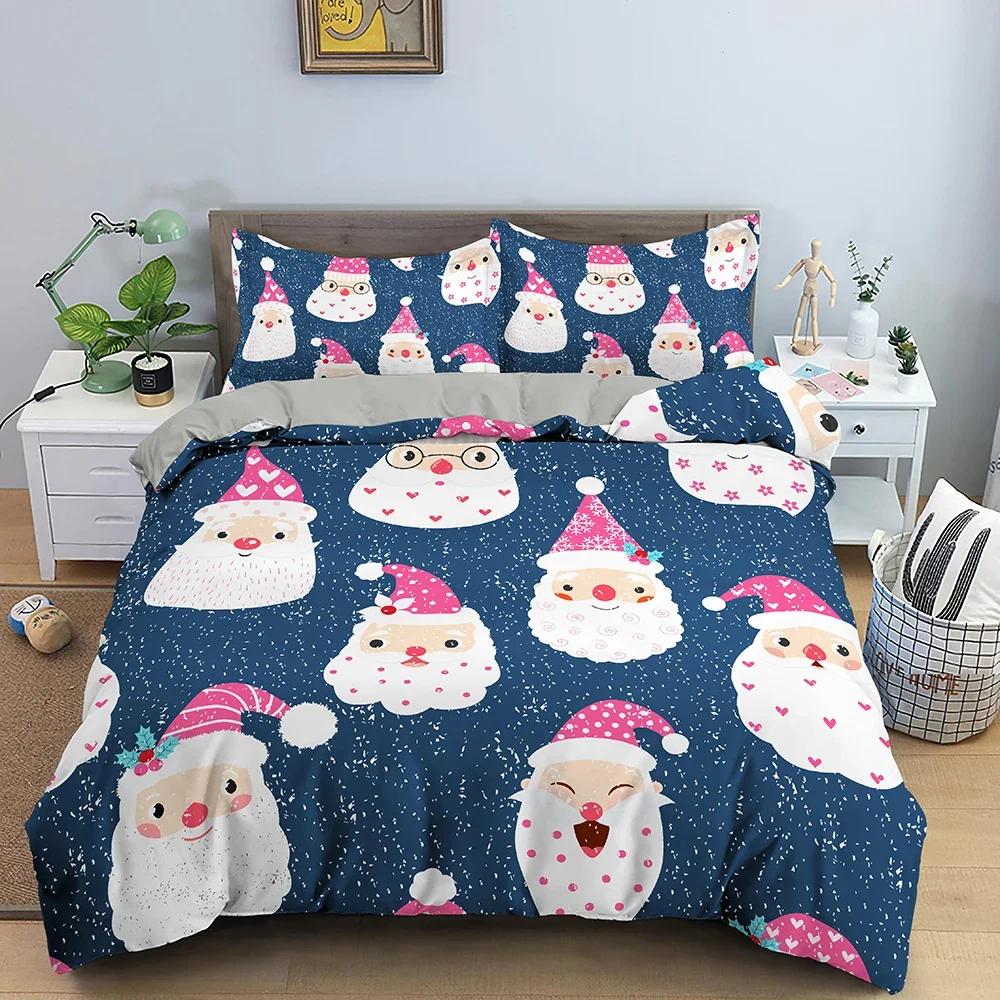 Рождественский декоративный комплект постельного белья, роскошный мягкий пододеяльник, комплект с 3D-рождественским принтом, пододеяльник, размер King Queen Twin, домашний текстиль