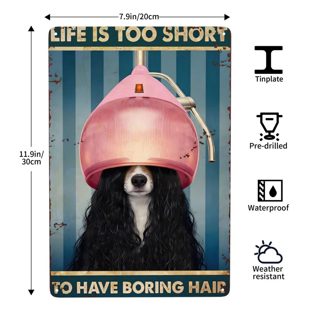 Dog Salon Vintage Wall Metal Sign, Dog Grooming Salon Sign Farmhouse Country Kitchen Home Garden Wall Decor Art 8x12 Inch