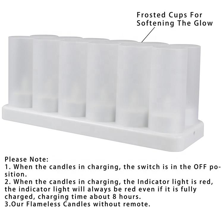 Set of 12 Sample Available Warm White Flickering Electric Flameless Rechargeable LED Tea Light Candles for Home Decor