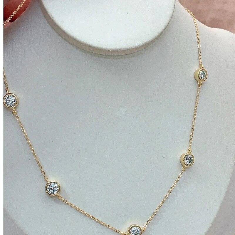 D Цвет 2,5 CT VVS1 настоящий муассанит ожерелья для женщин Роскошное ожерелье-цепочка из стерлингового серебра 925 пробы свадебный подарок