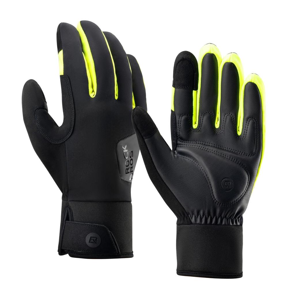 ROCKBROS Motorcycle Cold Smartphone for and Gloves, Winter, Weather, Thermal, Compatible, Lightweight, Fleece-Lined, Shockproof, Non-Slip,