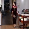 T0018-B autumn and winter new velvet long cheongsam daily banquet large size performance clothes slim Chinese style
