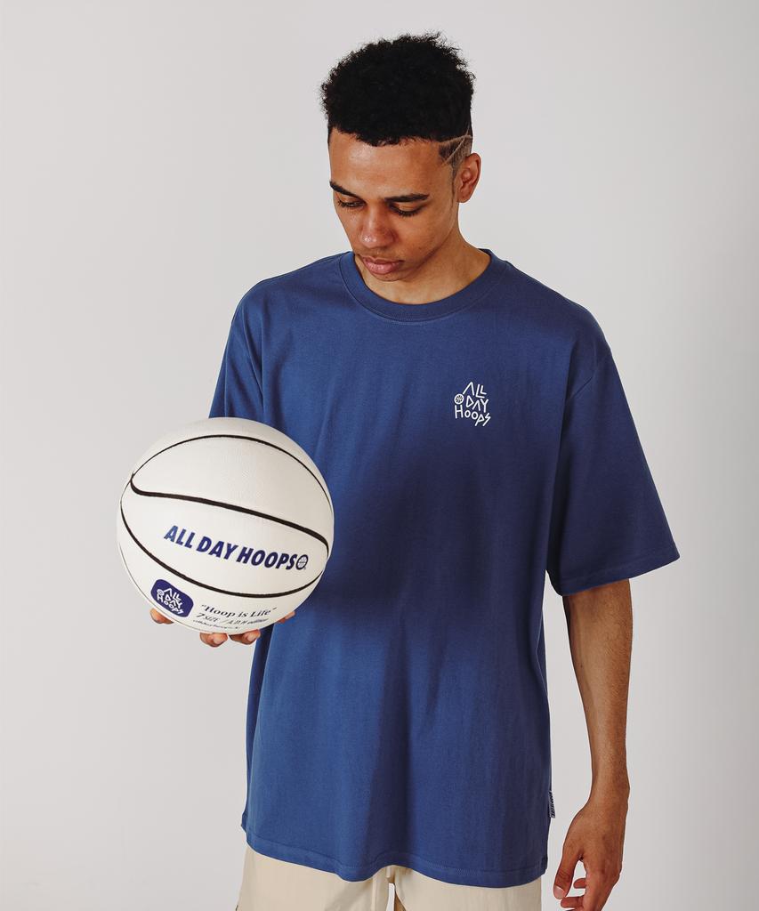 ALL DAY HOOPS Hoop S2 Logo Short Sleeve T-Shirt Blue