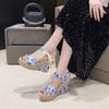 Fashion Women's Sandals Print Platform Wedge Waterproof Ladies Shoes Wedges Heel Casual 2025 Luxury Summer Sale Designer On Shoe Sandal