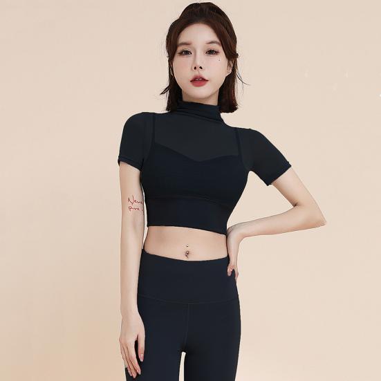 Женский летний топ для йоги Тонкий, быстросохнущий, хорошо пропускает воздух, короткие рукава, открытая талия, укороченный топ для бега, пилатеса, спортзала, упражнений