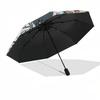 1pc New Year's Festival Gift - Demon Slayer Characters Chibi Design Automatic Opening Umbrella with Portable 3-Fold Design, 8-Bone Iron Frame for Outd