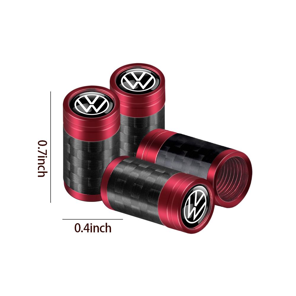 NRYJK1 4PCS Carbon Fiber Car Emblem Wheel Tire Valve Stem Cap Airtight Cover For Volkswagen Vw Tiguan Jetta Mk6 Scirocco GTI Polo 6R R