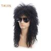 TMS Men Halloween Costume Cosplay Punk Heavy Metal Rocker Curly Long Wig Hairpiece