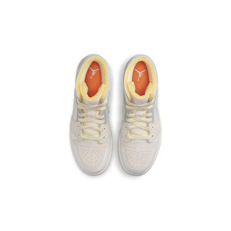 Детские кроссовки Air Jordan 1 Mid SE Craft GS Inside Out белые нейтрально-серые Montreal-Grey DQ3726-100