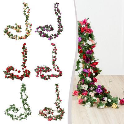 Искусственная гирлянда из роз, розовая лоза, украшение, реалистичные розы