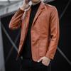 New Men's Leather Suit Casual Jacket Korean Style Slim Lapel Pu Leather Suit Leather Jacket Processing