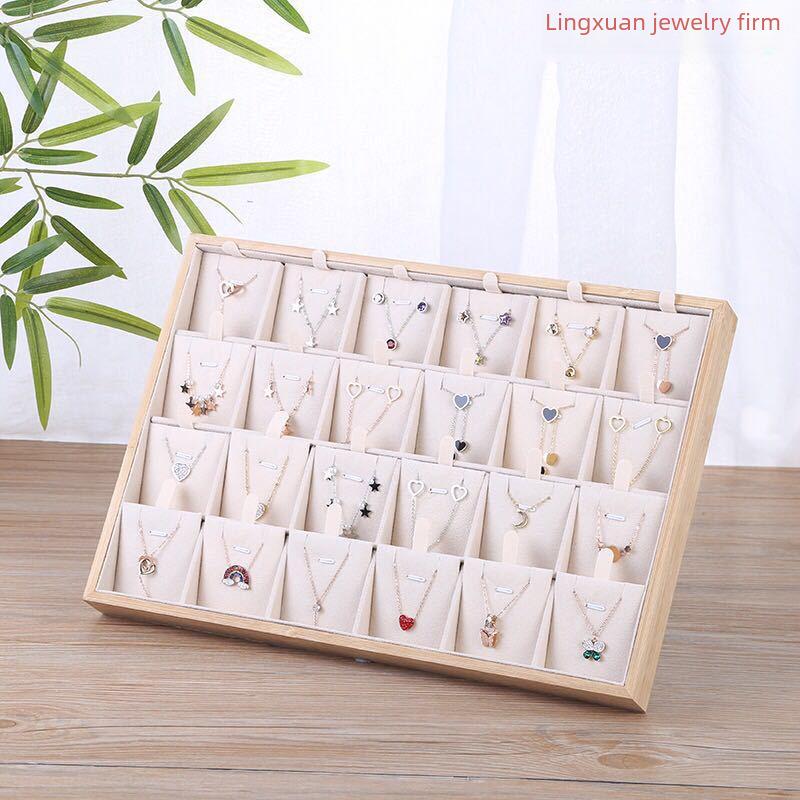 Подставка для ювелирных изделий из бамбукового дерева для ожерелий и сережек