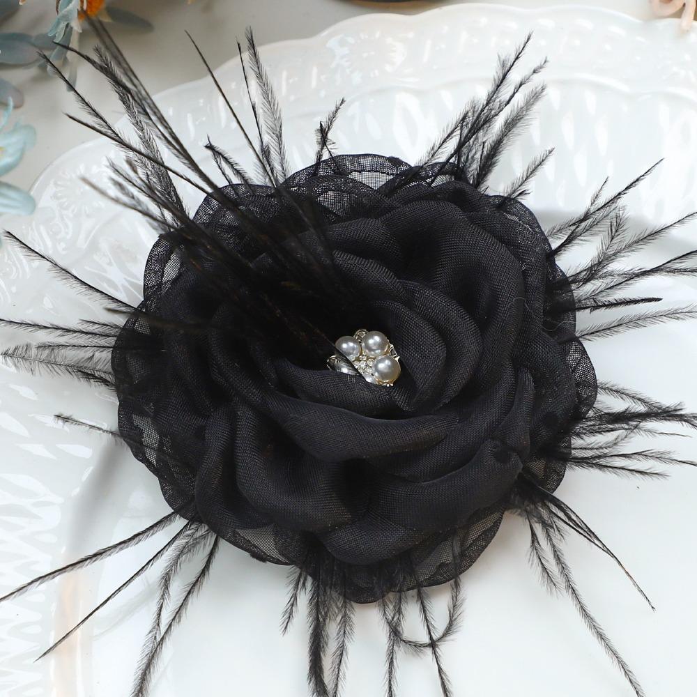 Polka Dot Organza Flower Pearl Decor DIY Floral Accessory Fabric Flower Patch Brooch Making
