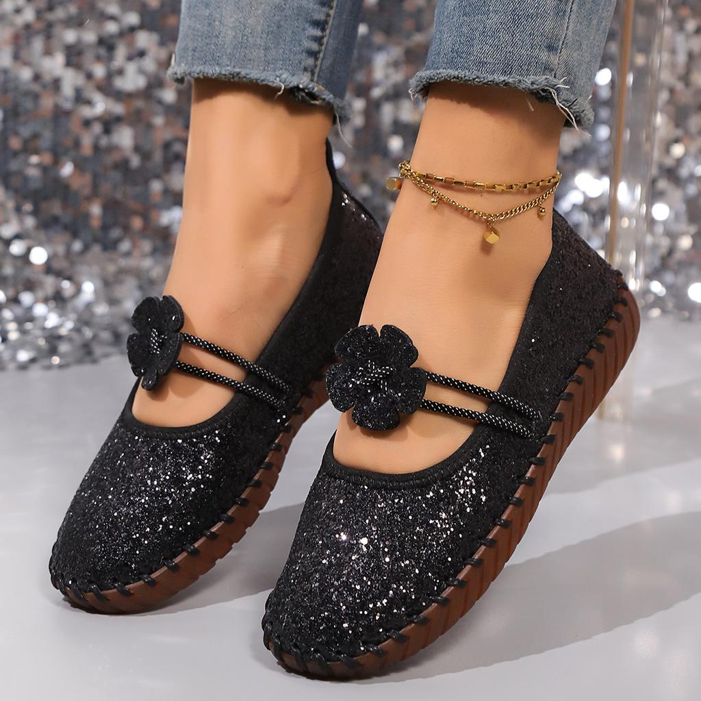 Fashion Mesh Breathable Rhinestone Fashion Versatile Women's New Foreign Style Niche Belt Flat Soft Soled Mary Jane Shoes Womens Shoes