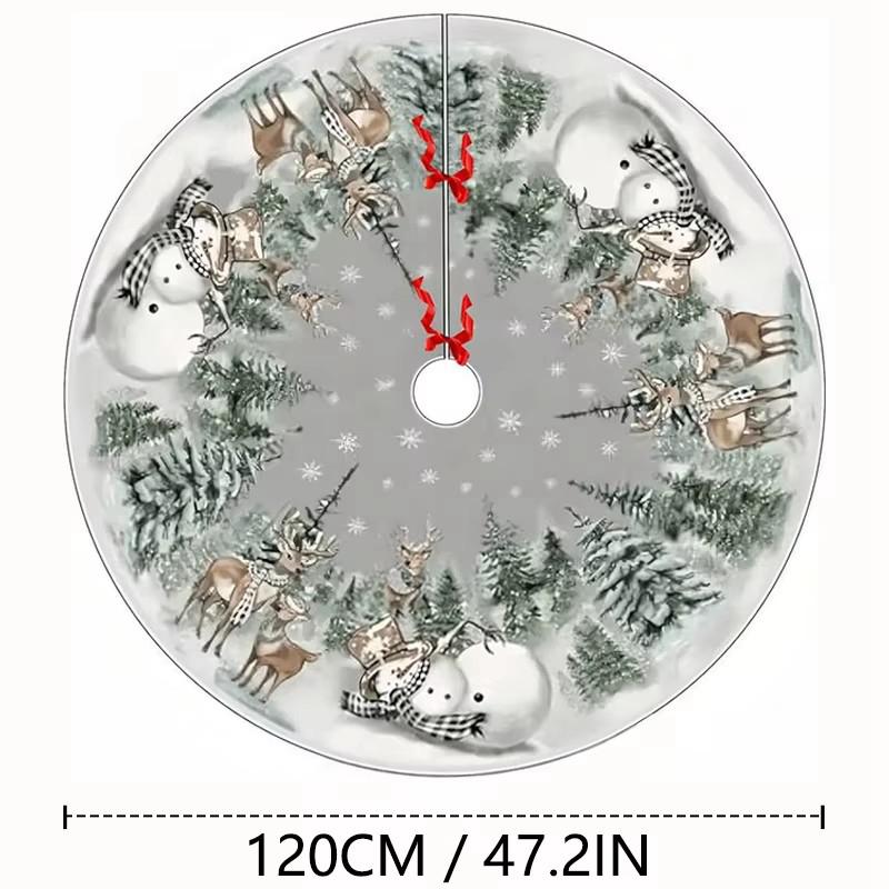 90/120cm Christmas Tree Skirt Snowman Reindeer Snowflake Tree Mat 2024 Christmas Home Decoration Winter Holiday New Year Gifts