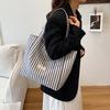 Striped About the Next Bag, Student's New Versatile Large-capacity Shopping Bag, Simple Tote Casual Commuter Shoulder Bag