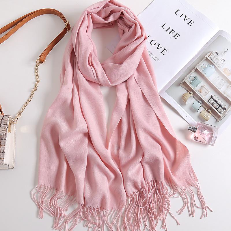 Осенне-зимний новый женский кашемировый шарф, однотонный, имитация кашемира, толстый вышитый кашемировый платок