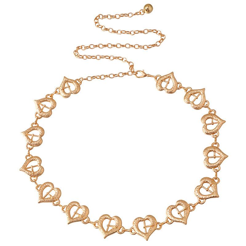 Modern Heart Pendant Metal Waist Chain With Engraving For Women Formal And Casual Outfits