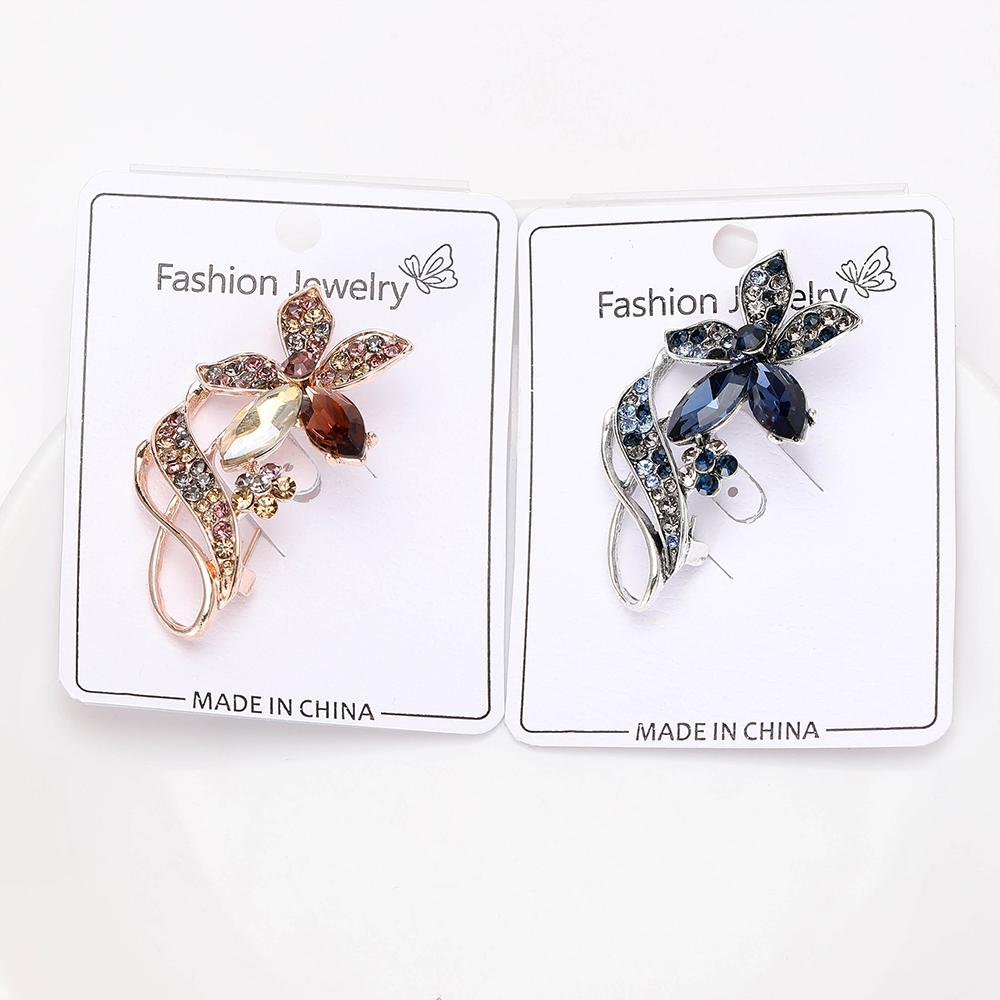 Женская хрустальная брошь-цветок, булавка, броши со стразами, свадебные украшения, подарки на лацкан