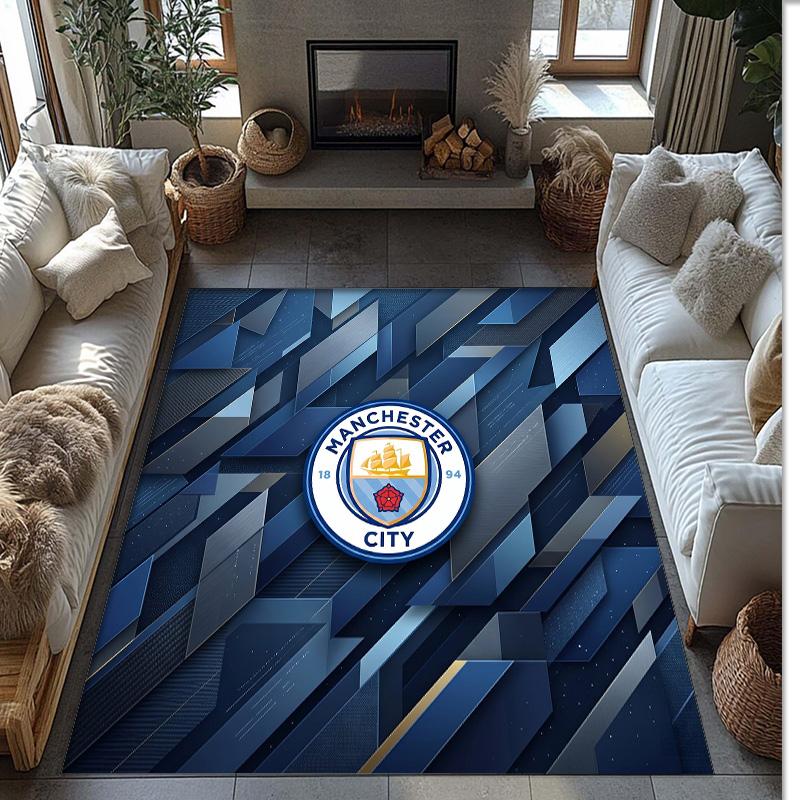 Фланелевый ковер с принтом Manchester City, нескользящий, мягкий, из полиэстера, для пола, декоративный коврик для спальни, гостиной, дивана