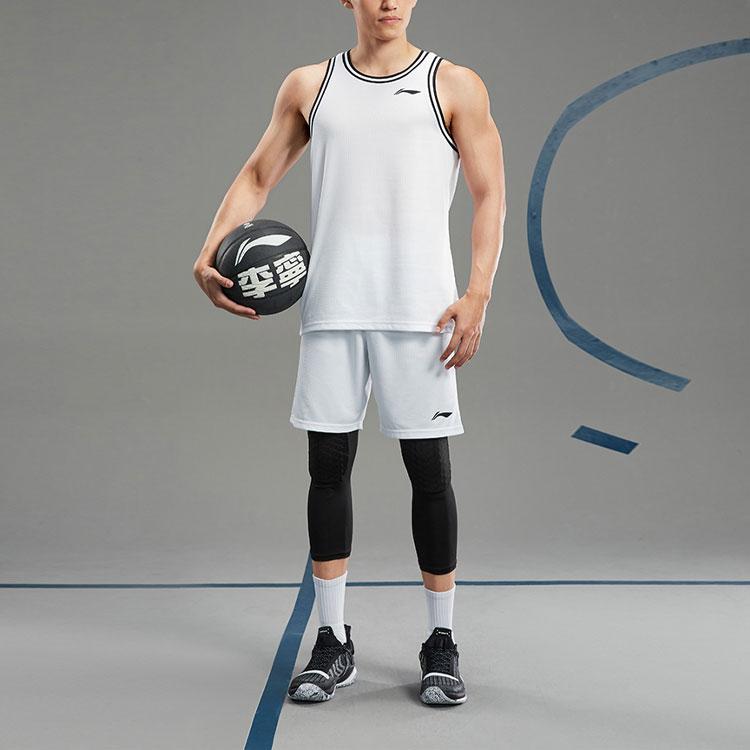 Li Ning Sports Basketball Series Дышащий баскетбольный спортивный костюм для соревнований по спорту Мужская спортивная одежда Стандарт-белый AATR011-9