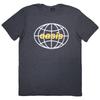 Oasis Unisex T-Shirt: Globe Logo (Navy Blue) (XX-Large)