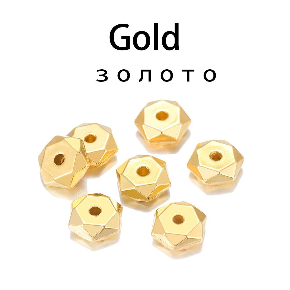 200pcs/lot 7mm Hexagon Gold CCB Plastic Wheel Round Beads Loose Spacer Bead For Bracelet Necklace DIY Jewelry Making Findings