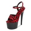 Women High Heels Thin Heeled Sexy Waterproof High Ultra-High Heel Leopard Print Sandals 181 Series 17cm Heels 7cm Platform  LFD