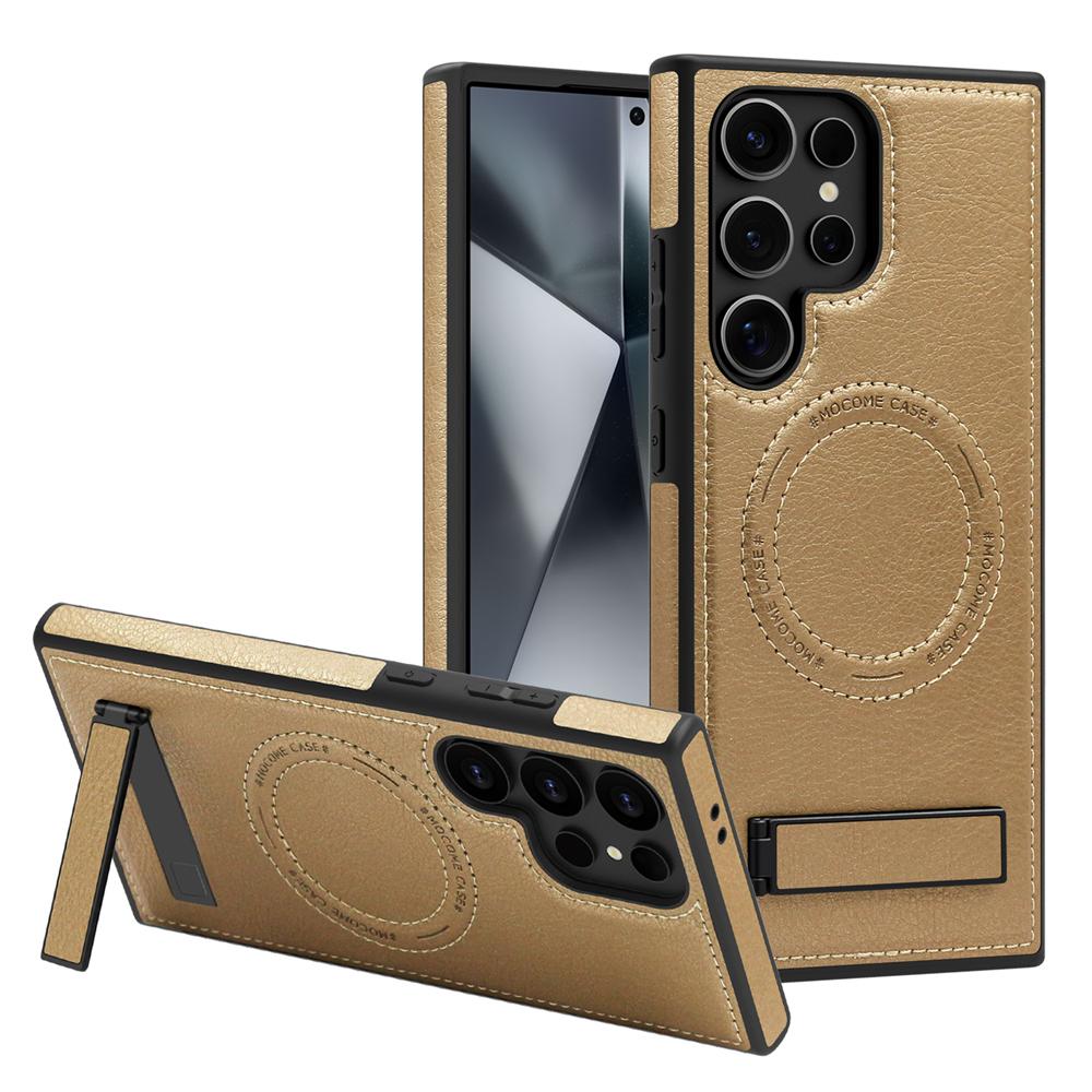 Advanced Luxury Business Stand Bracket Phone Case for Mag safe Magnetic for Samsung S26 S25 Edge S24 FE S23 S22 Ultra S26 Plus Leather Protect Cover