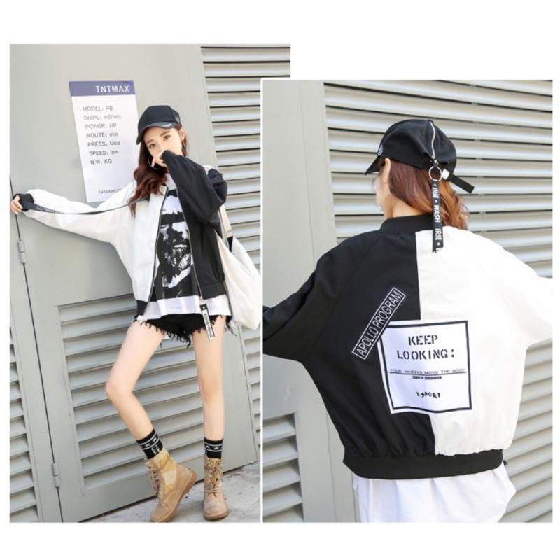 Женский двухцветный бомбер с лентой