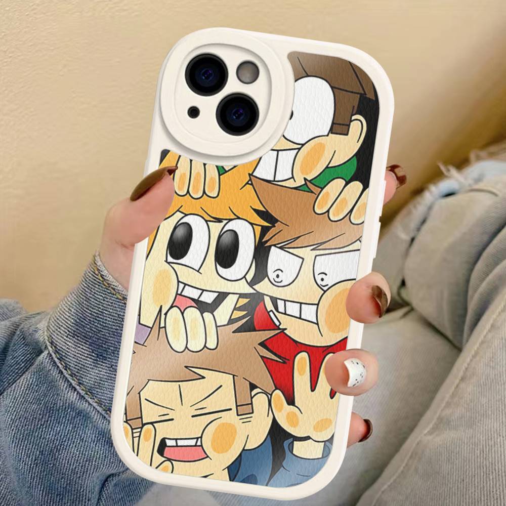Мультяшный Милый Чехол Для Телефона E-Eddsworlds Для IPhone 16 15 14 11 12 13 Pro Max Plus Задняя Кожаная Крышка