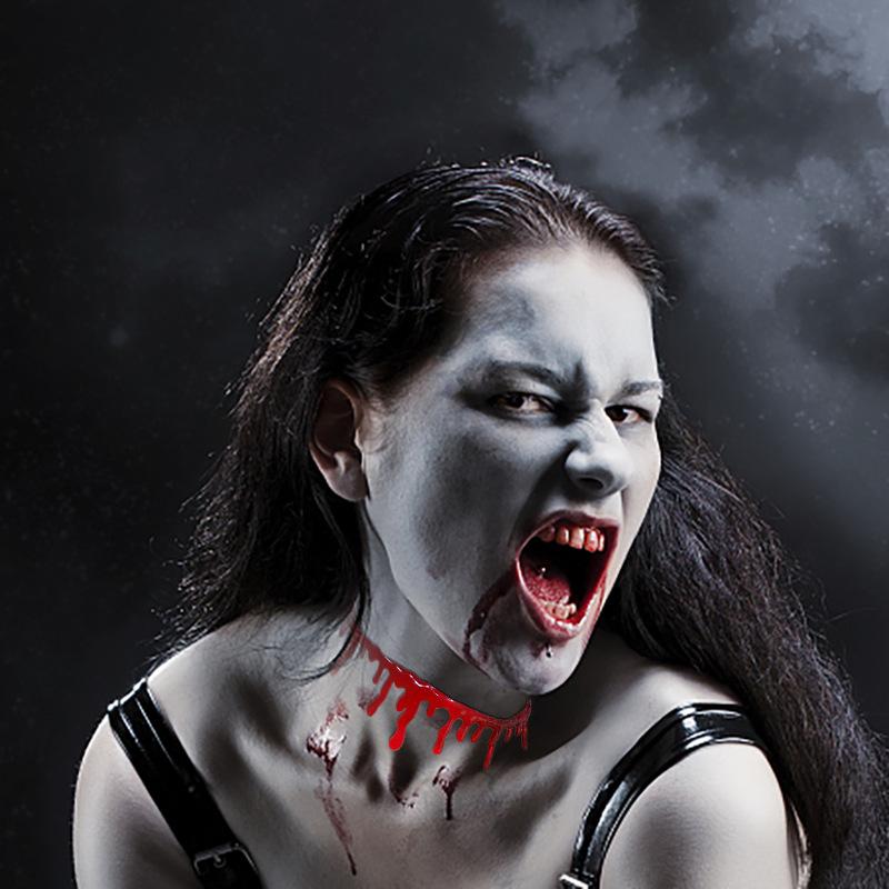 1pc Halloween Decoration Horror Blood Drip Necklace Fake Blood Vampire Fancy Joker Choker Costume Necklaces Party Accessories