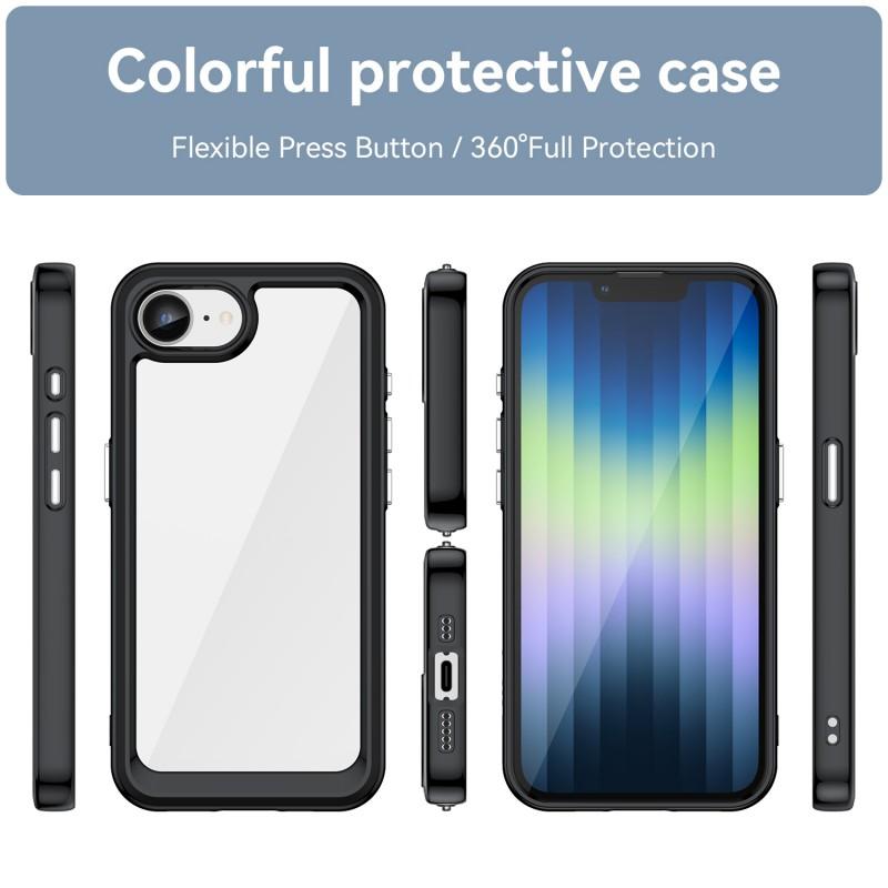 For iPhone 16e Phone Case WANLONFENG XC Series TPU Acrylic Cover with Tempered Glass (Big Lens Hole)