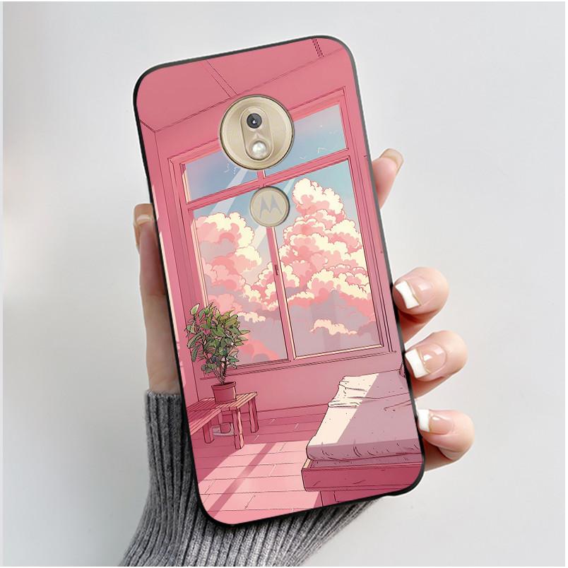 Shockproof Phone Case For Motorola Moto G7 Play Silicone Jelly Black Case Viral Butterfly Rose Printed Floral Protective Cover