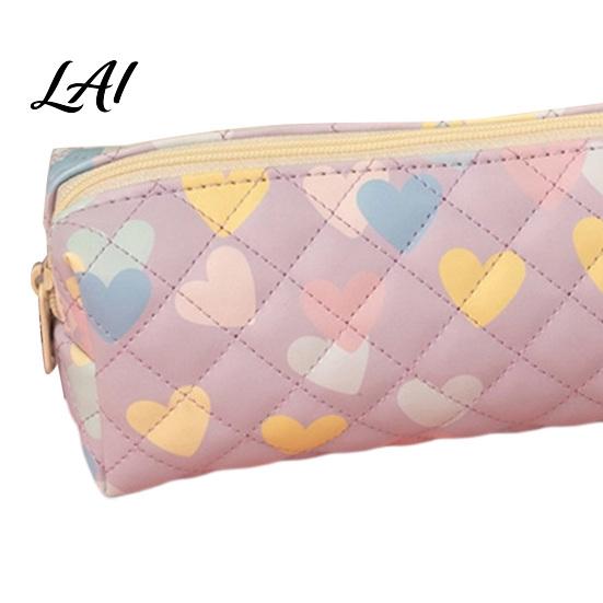 Square Pencil Pouch Heart Print Case Minimalist Pen Pouch Large Trendy Student Case Capacity Stationery Bag for Students School Office Supplies
