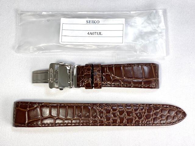 4A071JL SEIKO Premier 21 мм Кожаная Телячья для и других через Ремешок, Тисненая, Коричневая, для моделей SNP025JC/ 7D56-0AA0. (Доставка Nekoposu)