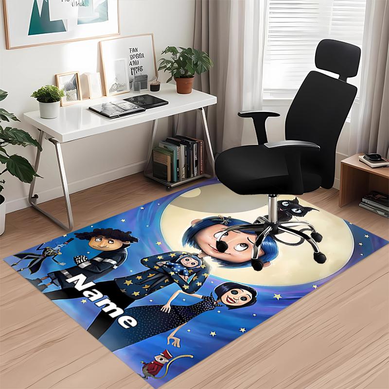 Custom Name Coraline Printed Carpet, for Office Chair Living Room Bedroom Kitchen Room Decor Gifts.