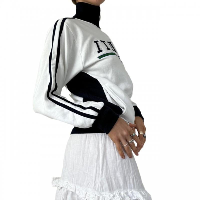 Womens Oversized Zip-Up Hoodie With Embroidery Geometric Streetwear Gothic Y2K Style Long Sleeve Sweatshirt