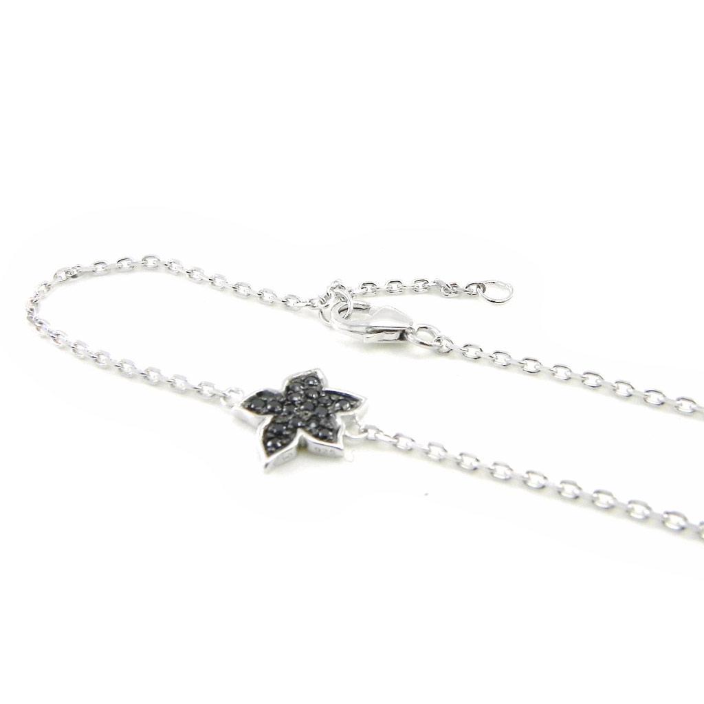 Les Trésors De Lily [I9102] - Silver Bracelet 'Flora' Black Silver (rhodium Plated) - 10 Mm