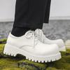 Thick Sole Casual Genuine Leather Dress Shoes Men Platform Heighten Japan Harajuku Korean Streetwear Fashion Shoes White