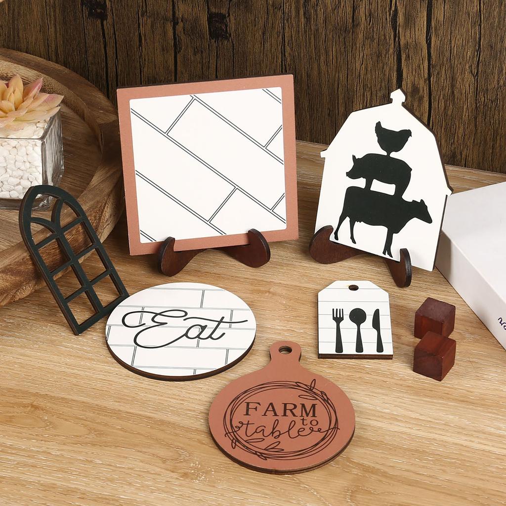 Home Layered Tray Decoration Set Retro Farm Desktop Layered Tray Ornaments Suitable For Home Desktop Shelf Decoration