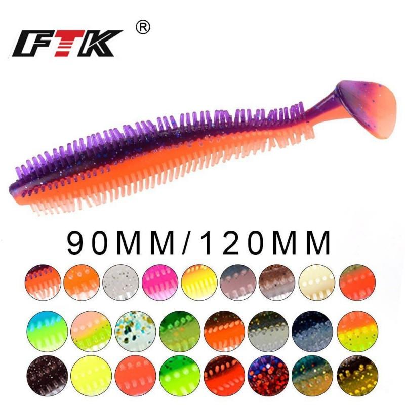 FTK Soft Plastic Jerkbaits Bass Pike Perch With Realistic Scent Tail Action 120mm 90mm