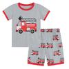 2 шт./комплект детский костюм с верхом и брюками, мультяшный рисунок грузовика, пижама с круглым вырезом, короткий рукав, летний наряд, унисекс, повседневная домашняя одежда